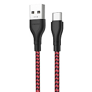 Кабель USB - Type-C Borofone BX39 Beneficial  100см 3A  (black/red)