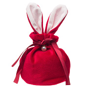 Подарочная упаковка - новогодний мешок с ушами Зайка New Year (10x13cm) (red)
