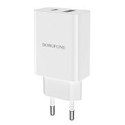 Адаптер Сетевой Borofone BA56A Lavida PD QC3.0 USB/Type-C 3A/20W (white)