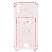 Чехол-накладка - SC300 с картхолдером для "Apple iPhone X/iPhone XS" (pink)