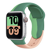 Ремешок - ApW Apple Watch 38/40/41 mm силикон на кнопке (007) (green/pink)