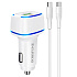 Адаптер Автомобильный с кабелем Borofone BZ14A Mercury USB/Type-C/5V/3.4A PD+QC3.0 Type-C/Type-C (white)