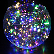 Светодиодная гирлянда уличная нить КАПЛЯ 10м, 100 диодов, зеленый провод, многоцветный