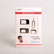 Переходник универсальный - для SIM-карт Activ 3 в 1 (nano/micro/mini) (black)