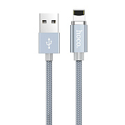 Кабель USB - Apple lightning Hoco U40A магнитный  100см 2A  (metal grey)