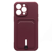 Чехол-накладка - SC304 с картхолдером для "Apple iPhone 14 Pro Max" (burgundy)
