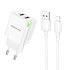 Адаптер Сетевой с кабелем Borofone BN15 Strong 2USB 2,1A/10,5W (USB/Lightning) (white)