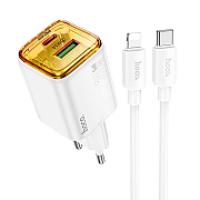 Адаптер Сетевой с кабелем Hoco N52 USB/Type-C 3A/20W (Type-C/Lightning) (white)