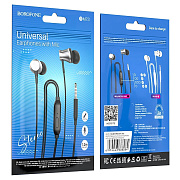 Проводные наушники с микрофоном внутриканальные Borofone BM73 Jack 3,5  (metal gray)
