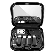 Кабель USB - Multi connector Hoco U114 Treasure box 60W 25см 3A  (black)