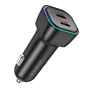 Адаптер Автомобильный Borofone BZ28B Trophie PD55W 2Type-C/5V/3A (black)