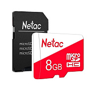 Карта флэш-памяти MicroSD  8 Гб Netac P500 Eco + SD адаптер (Class 10) 