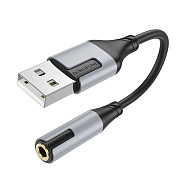 Переходник Jack 3.5 (м) - USB (п) Borofone BV19 Creator (black)