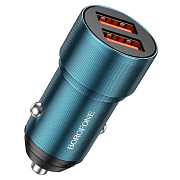 Адаптер Автомобильный Borofone BZ19B Wisdom QC3.0 36W 2USB (sapphire blue)