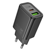 Адаптер Сетевой Hoco N63 Gentle PD+QC3.0 USB/Type-C 30W (black)