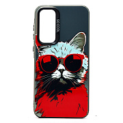 Чехол-накладка - PC094 для "Samsung Galaxy A35" (кот) (transparent/black) (233788)