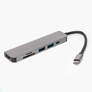 Хаб Type-C - BYL-2010 (HDMI, USB-Cx2, USBx2, SD/TF CardReader) (gray)