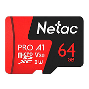 Карта флэш-памяти MicroSD 64 Гб Netac P500 Extreme Pro UHS-I (100 Mb/s) без адаптера (Class 10) 