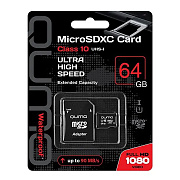 Карта флэш-памяти MicroSD 64 Гб Qumo +SD адаптер (class 10) UHS-1