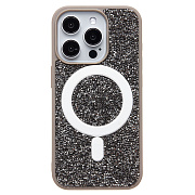Чехол-накладка - SM029 POSH SHINE SafeMag для "Apple iPhone 15 Pro" россыпь кристаллов (gray titanium)