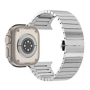 Ремешок - ApW34 металл блочный на застежке Apple Watch 42/44/45/49 mm (silver)
