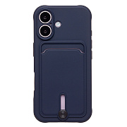 Чехол-накладка - SC304 c картхолдером для "Apple iPhone 16" (dark blue) (234449)