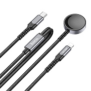 ЗУ Сетевое Беспроводное Hoco CW54 2-in-1 charging cable iP+iWatch (black)