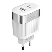 Адаптер Сетевой Hoco C58A Prominent PD QC3.0 USB/Type-C 3A/20W (white)