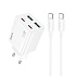 Адаптер Сетевой с кабелем Hoco N55 2Type-C/2USB 3A/20W (Type-C/Type-C) (white)