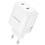 Адаптер Сетевой Borofone BN31 Cargador PD 2*Type-C 3A/45W (white)