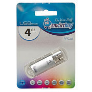 Флэш накопитель USB  4 Гб Smart Buy V-Cut (silver)