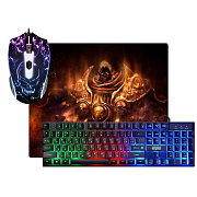 Проводной набор Defender Aura MKP-117 мембранная игровая клавиатура+мышь+коврик