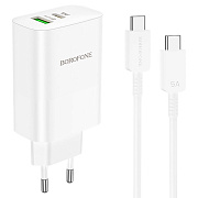 Адаптер Сетевой с кабелем Borofone BN10 PD USB/Type-C 65W (Type-C/Type-C) (white)