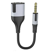 Переходник 2*Jack 3,5 (м) - Jack 3,5 (п) Borofone BL19 Creator 10см (black)