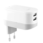 Адаптер Сетевой budi M8J029E 2USB 2,4A/10W (white)