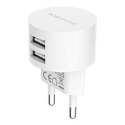 Адаптер Сетевой Borofone BA23A Brilliant 2USB 2,4A/12W (white)