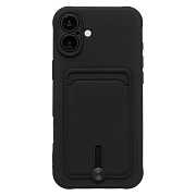 Чехол-накладка - SC304 c картхолдером для "Apple iPhone 16 Plus" (black) (234442)