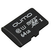 Карта флэш-памяти MicroSD 64 Гб Qumo без SD адаптера (class 10) UHS-1 (black)