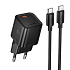 Адаптер Сетевой с кабелем Hoco N66 Ingenious PD Type-C 3A/35W (Type-C/Type-C) (black)
