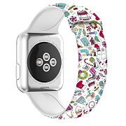 Ремешок - ApW16 Apple Watch 38/40/41 mm силикон на кнопке (001) (multicolor)