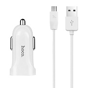 Адаптер Автомобильный с кабелем Hoco Z2A 2USB/5V/2.4A (USB/Micro USB) (white) (white)