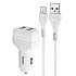 Адаптер Автомобильный с кабелем Hoco Z36 Leader 2USB/5V/2.4A +micro USB (white)