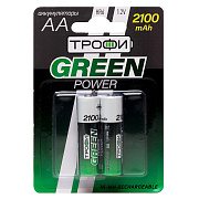 Аккумулятор AA Трофи HR6 (2-BL) Ni-MH 2100 mAh (20/240) (green)