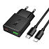Адаптер Сетевой с кабелем Hoco N73 Mini PD+QC3.0 USB/Type-C 20W (Type-C/Lightning) (black)