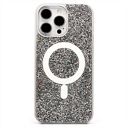 Чехол-накладка - SM029 POSH SHINE SafeMag для "Apple iPhone 16 Pro Max" россыпь кристаллов (white titanium)