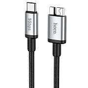 Кабель USB - Type-C Hoco US10 USB 3.0 (5Gbps) for SSD  50см   (black)