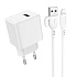 Адаптер Сетевой с кабелем Borofone BAS11A Erudite* USB 2,1A/10W (USB/Lightning) (white)