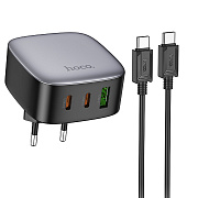Адаптер Сетевой с кабелем Hoco CS33A  Amanecer 2Type-C/USB 3A/30W (Type-C/Type-C) (black)