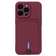 Чехол-накладка - SC304 с картхолдером для "Apple iPhone 14 Pro" (burgundy)
