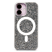 Чехол-накладка - SM029 POSH SHINE SafeMag для "Apple iPhone 16" россыпь кристаллов (white titanium)